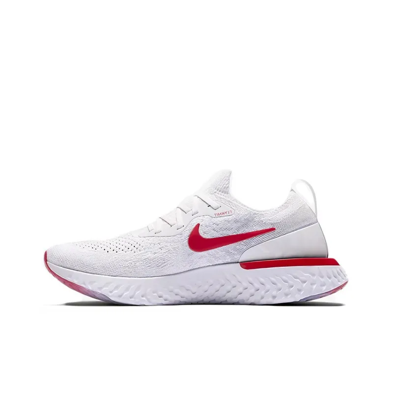 Nike Epic React Flyknit Non-slip Lightweight Low-Top Running Shoes GS White Red-0