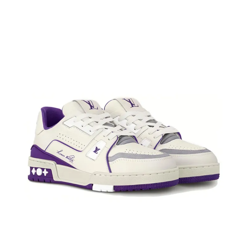 LOUIS VUITTON Trainer Low Top Skateboard Shoes Women's Purple White-1