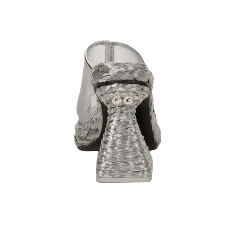 CULT GAIA Slide Slippers 10cm Women's Silver-4