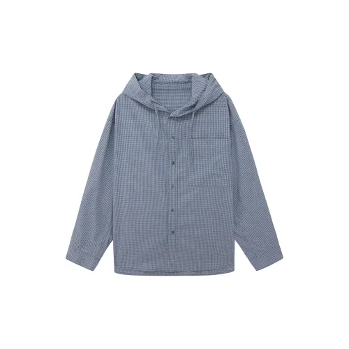 NANS STUDIO Shirts Men Blue Check/Gray Blue Plaid