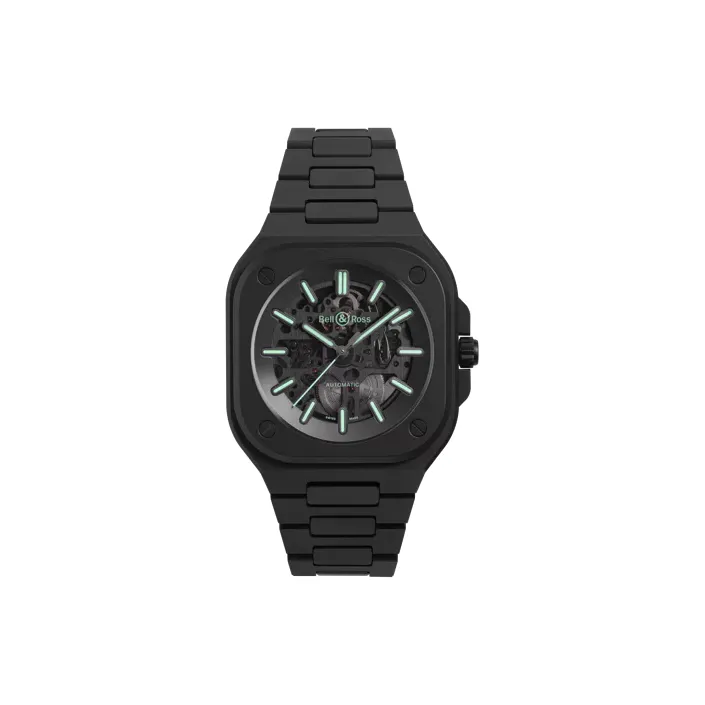 BELL & ROSS Automatic Mechanical Movement Unisex Watch 41mm Cut-Out Dial Ceramic Watch Case Ceramic Strap-0