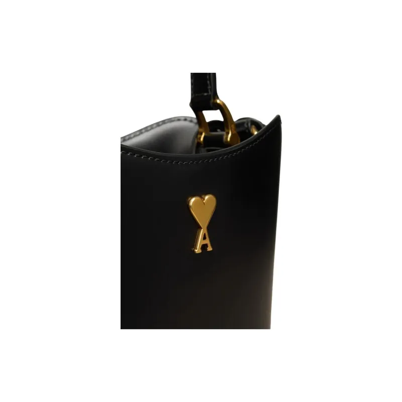 AMIPARIS Leather Bucket Bags Shoulder Bag Crossbody Bag Handbag Mini Men's Black-3