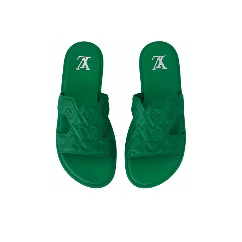 LOUIS VUITTON Oasis Rubber Sole Slide Slippers Men's Green-3