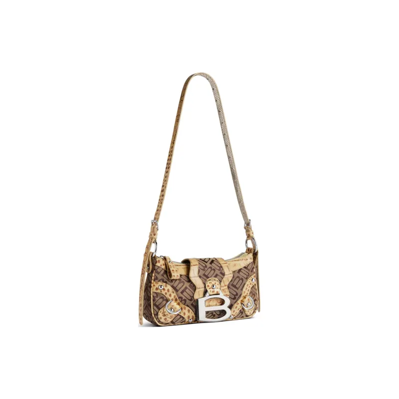 Balenciaga Esse Polyester With Cotton Crossbody Bag, Shoulder Bag Small Size Women's Ebony & Beige-1
