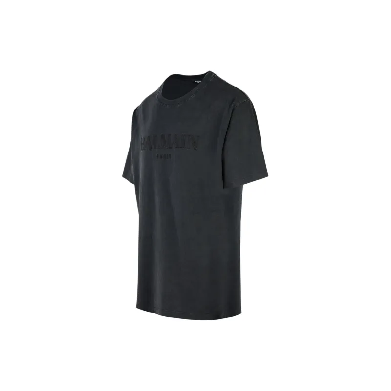 BALMAIN Logo Embroidered Crewneck T Shirt-2