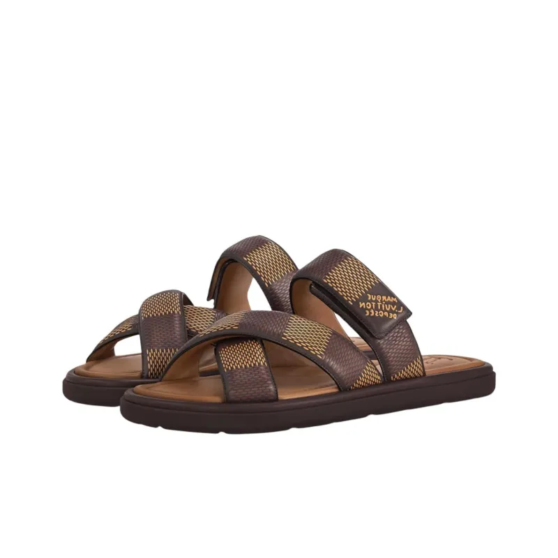 LOUIS VUITTON Slip Resistant Slide Slippers Men's Brown-3