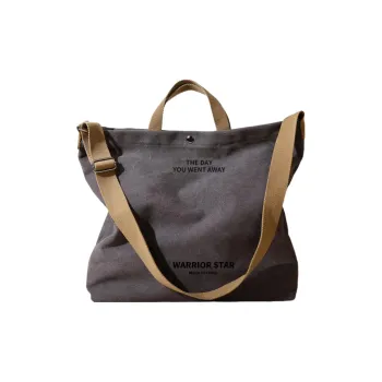 Warrior Canvas Canvas Bag Crossbody Handbag Large Size Unisex Gray/Beige/Black