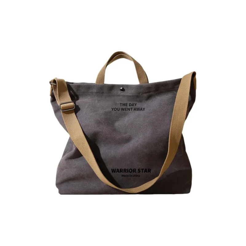 Warrior Canvas Bag, Crossbody Handbag Tubas Unisex Gray/Beige/Black-0