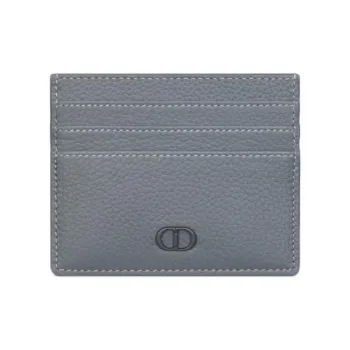DIOR Grained Calfskin Card Holder Men's Dark Gray