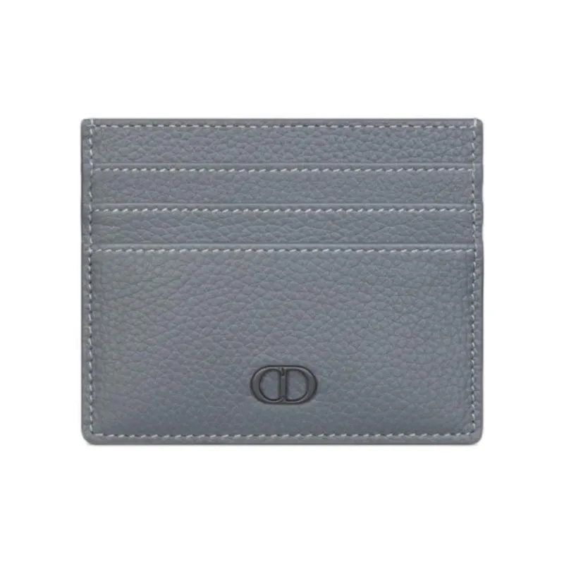 DIOR Grained Calfskin Card Holder Men's Dark Gray-0