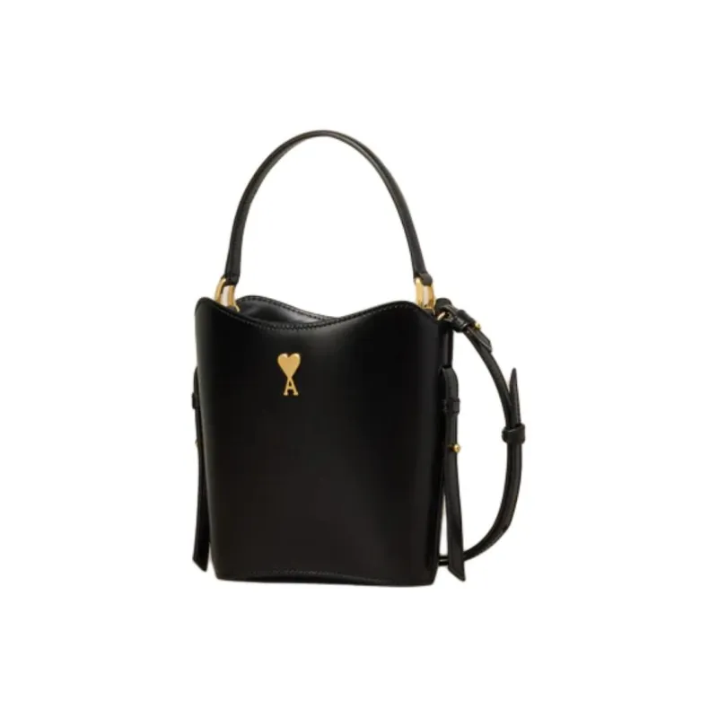 AMIPARIS Leather Bucket Bags Shoulder Bag Crossbody Bag Handbag Mini Men's Black-1
