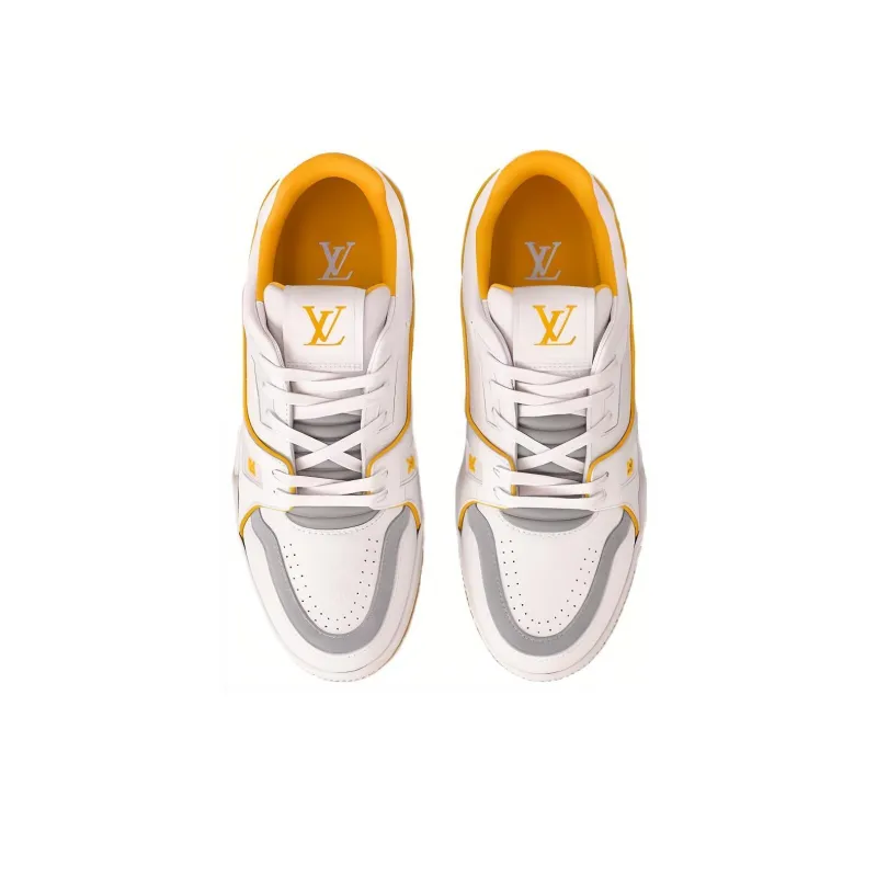 LOUIS VUITTON Trainer Low Top Skateboard Shoes Women's Yellow White-2
