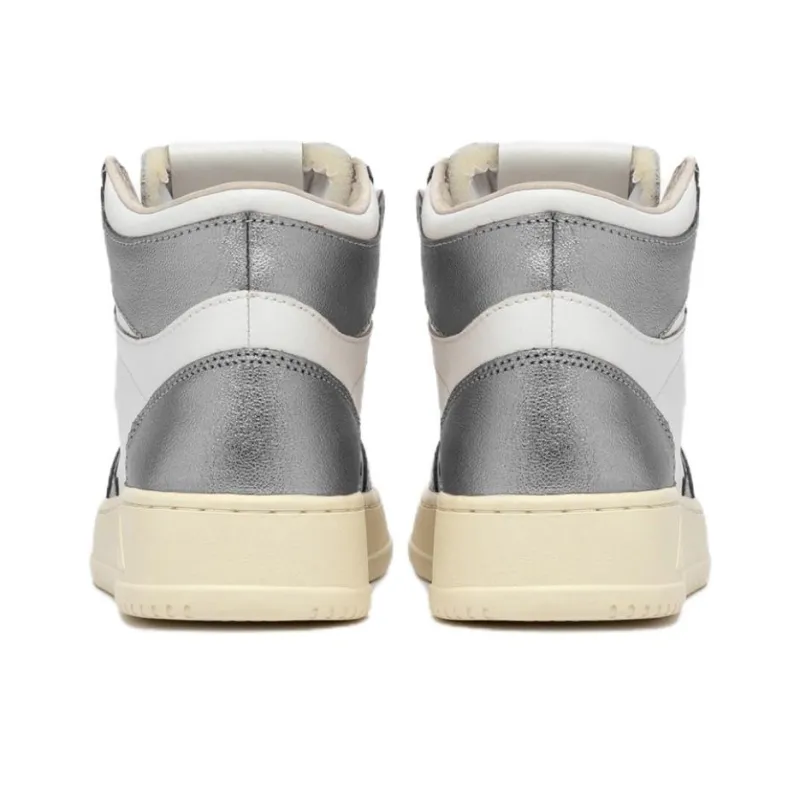 AUTRY Medalist High Top Skateboard Shoes Women's White Silver-3