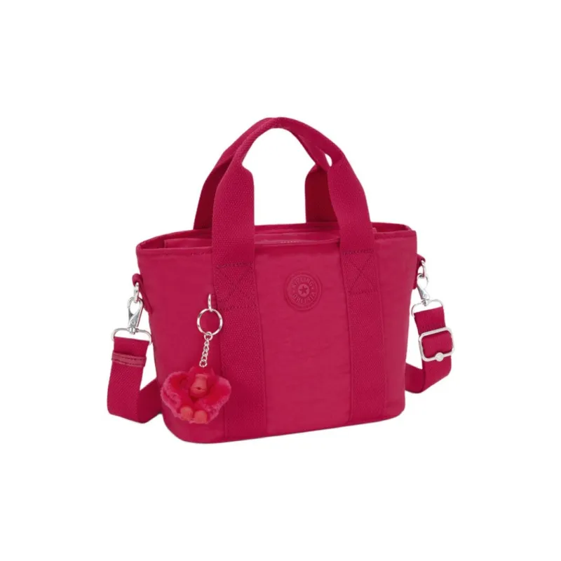 Kipling Recycled Polyamide Tote Bag, Shopping Bag, Shoulder Bag, Crossbody Bag, Handbag Small Size Women's Rose Red-1