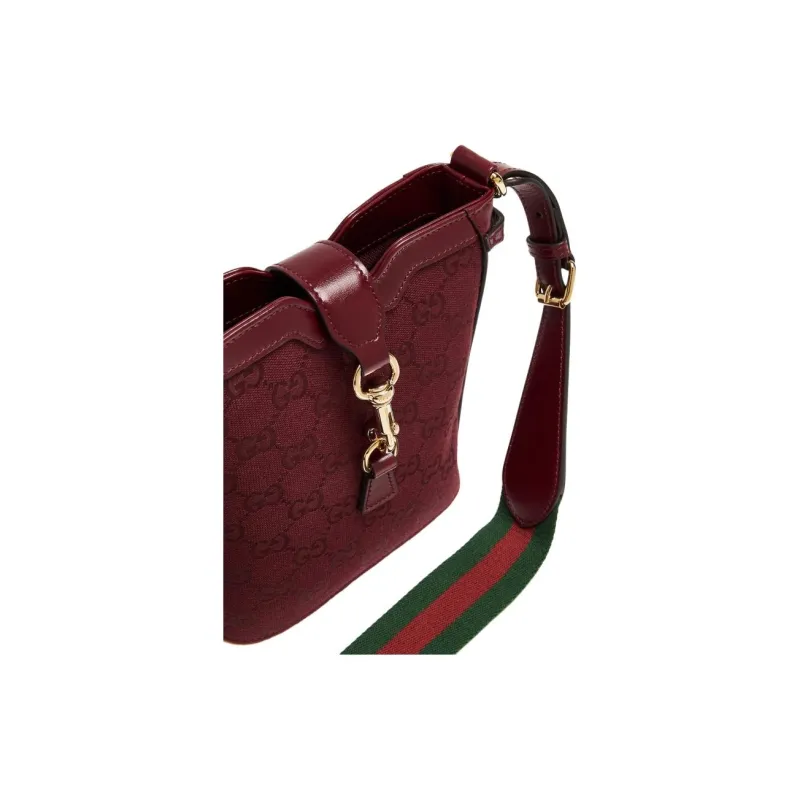 GUCCI Canvas With Leather Bucket Bags Crossbody Bag, Shoulder Bag Women's Red-2
