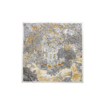 HERMES Silk Silk Scarves Women's Dark Brown/White/Caramel