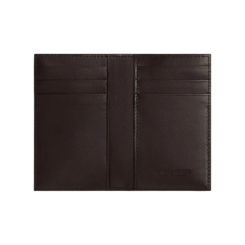 Bottega Veneta CASSETTEFLAP Calfskin Card Holder Men's Soft Candy Color With Wood Accents-2