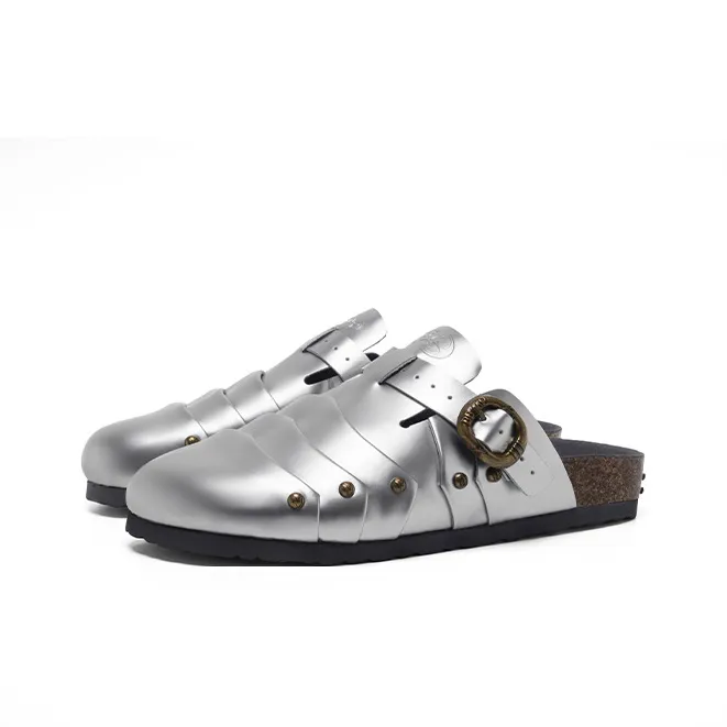 PCCVISION x BBIMP Abrasion Resistant Closed Toe Slippers, Birkenstock Shoes Unisex Silver-3