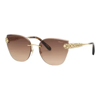 CHOPARD Crystal Irregular Shape Sunglasses Women's Gold