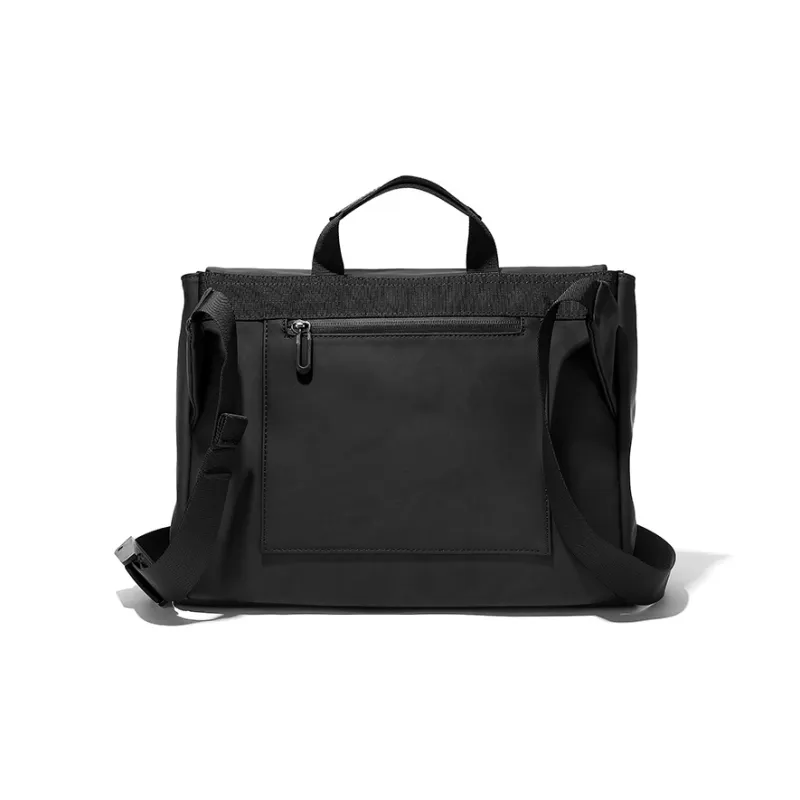 FAIRWHALE PU Messenger Bag Versatile Crossbody Handbag Large Size Men's Black-3