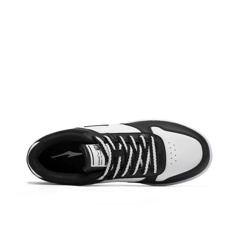 Erke Abrasion Resistant Low Top Skateboard Shoes Men's Jet Black Erke White-3