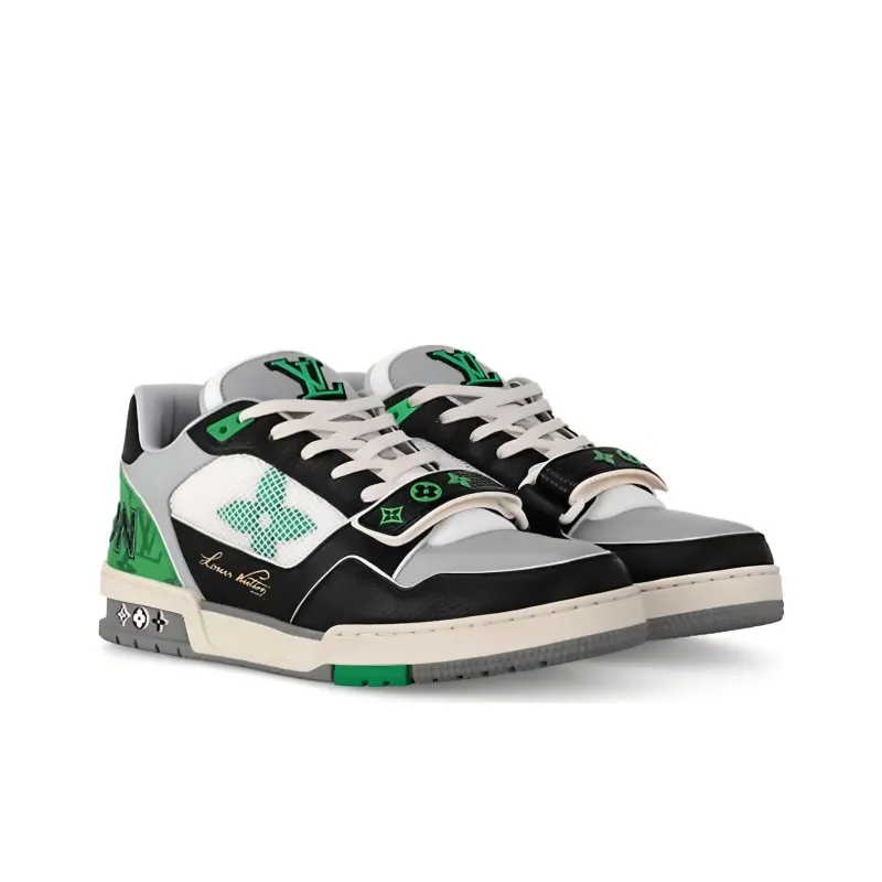 LOUIS VUITTON Lv Trainer Monogram Strap Black White Green-1