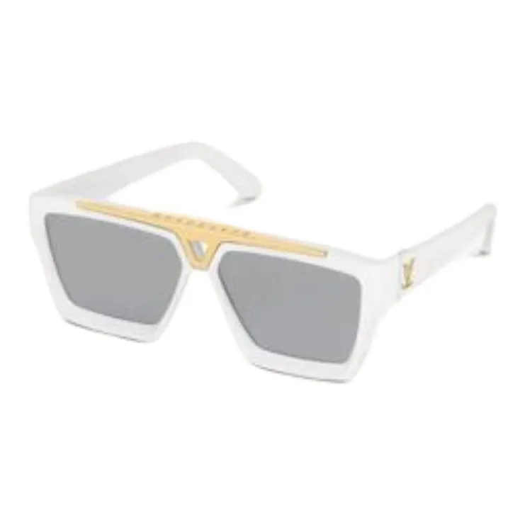 LOUIS VUITTON Acetate Metal Irregular Shape Sunglasses Men's Black/White-3
