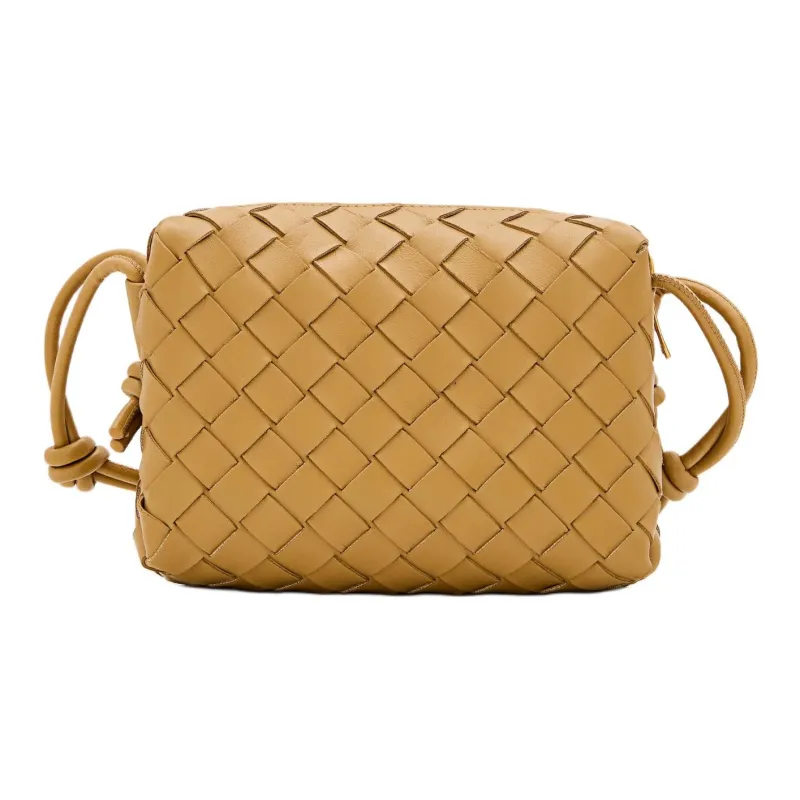 Bottega Veneta LOOPIntrecciato Lambskin Camera Bags Crossbody Bag Shoulder Bag Women's Beige-2