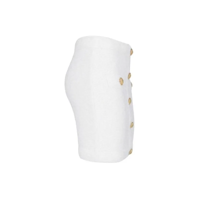 BALMAIN Button Embellished Tweed Skirt-2