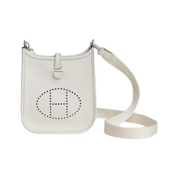 HERMES Evelyne Clemence Calfskin Shoulder Bag Crossbody Bag Women's 0U New White