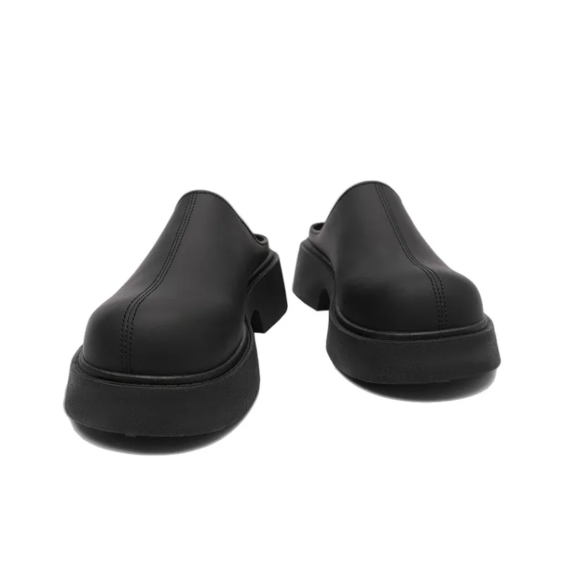 OUBT Rubber Sole Odor Resistant Abrasion Resistant Slip Resistant Wrap toe Slippers Men's Black-2