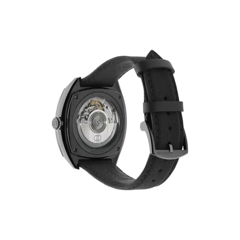 GUCCI Interlocking Wrist Watch Automatic Mechanical Movement Rubber Strap Black Dial Men's Watches-1