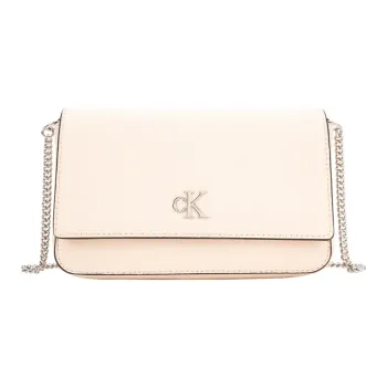 CALVIN KLEIN Blended Material Crossbody Bag Medium Size Women's Egg Shell Yellow
