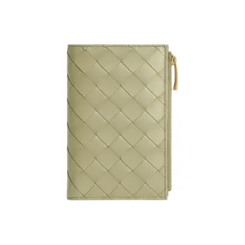 Bottega Veneta Lambskin Wallet Medium Size Women's Stone Grey With New Sage