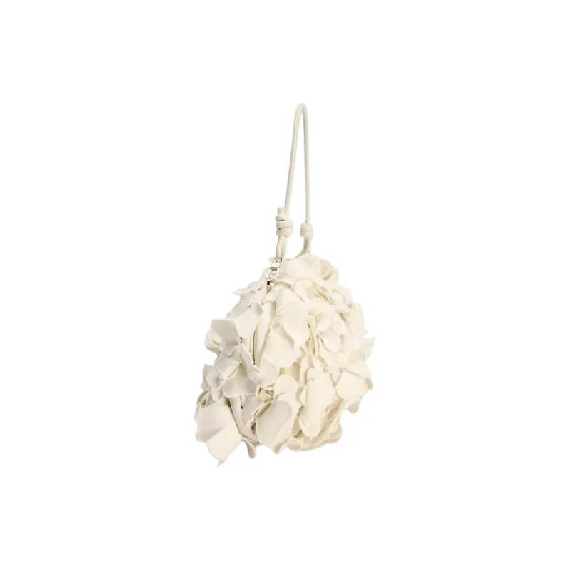 ZARA Cotton One Shoulder Crossbody Clutches Women's White-3