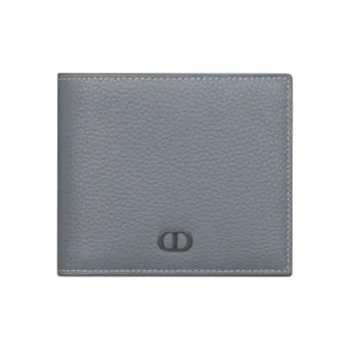DIOR Grained Calfskin Wallet Men's Gray