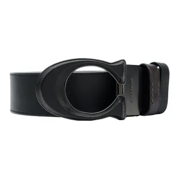 COACH Cow Leather Belts Men's Black Width 3.8cm