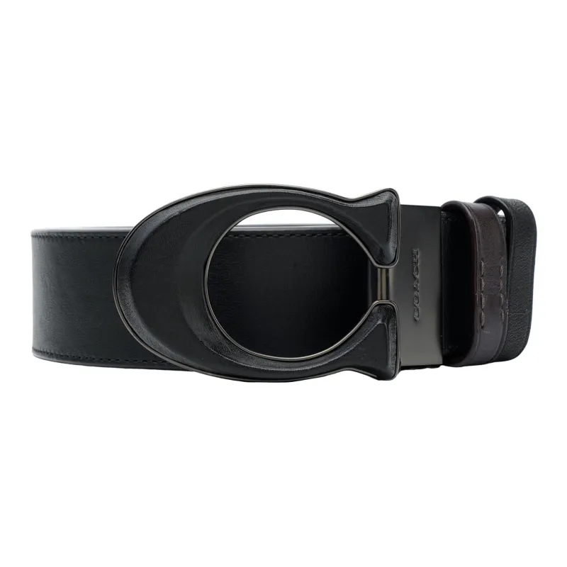 COACH Cow Leather Belts Men's Black Width 3.8cm-0