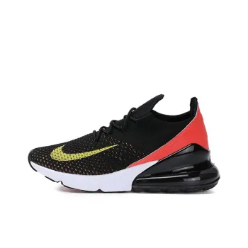 Nike Air Max 270 Flyknit Black Bright Crimson Yellow Strike Women's