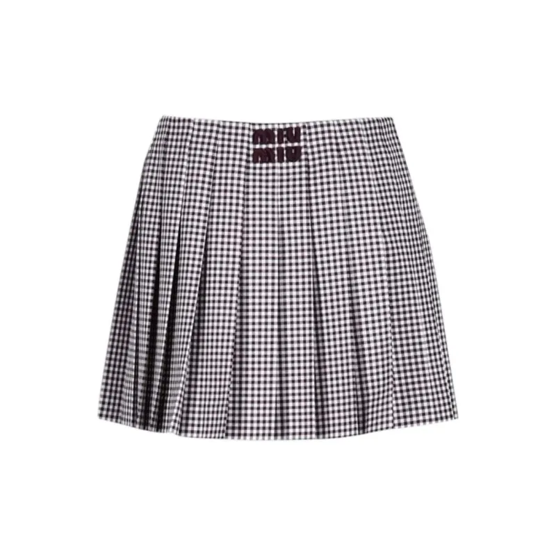 MIU MIU Plaid Pleated Mini Skirt-1