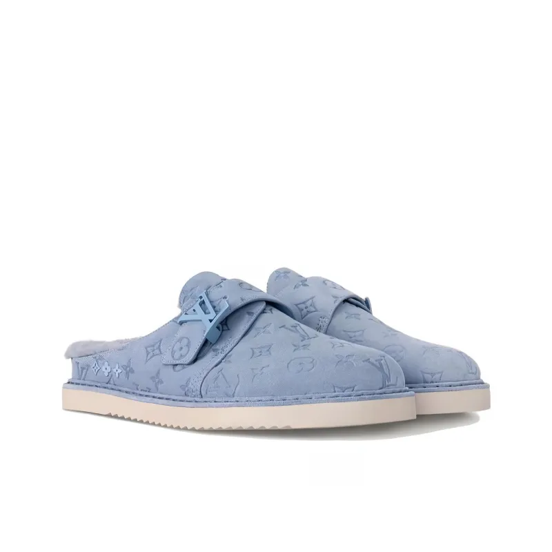 LOUIS VUITTON Easy Rubber Sole Odor Resistant Closed Toe Slippers Men's Blue-3