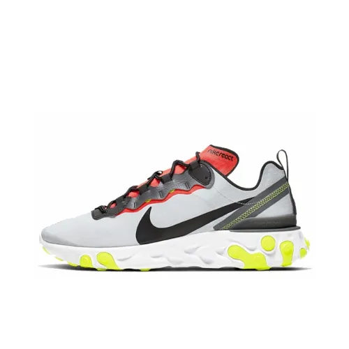 Nike React Element 55 Pure Platinum Bright Crimson Volt