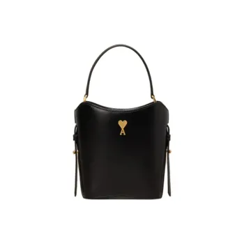 AMIPARIS Leather Bucket Bags Shoulder Bag Crossbody Bag Handbag Mini Men's Black