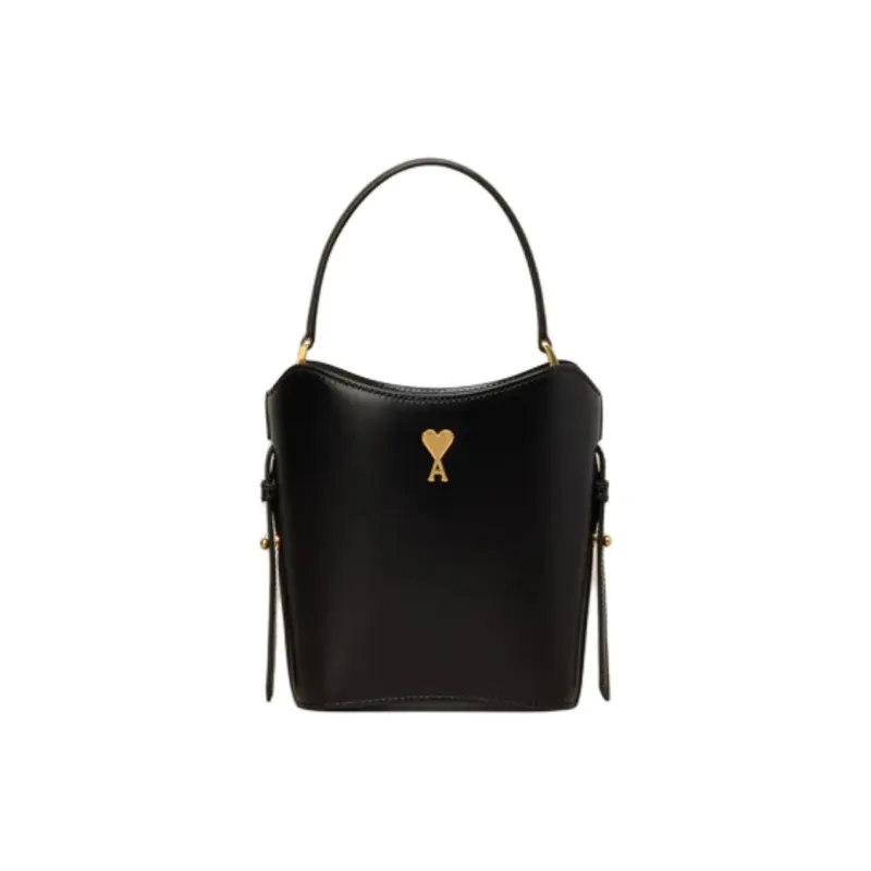 AMIPARIS Leather Bucket Bags Shoulder Bag Crossbody Bag Handbag Mini Men's Black-0