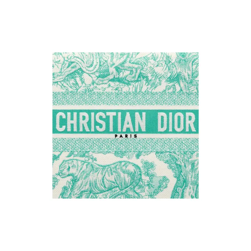 DIOR Embroidery Tote Bag Shopping Bag Handbag Medium Size Women's Green-4
