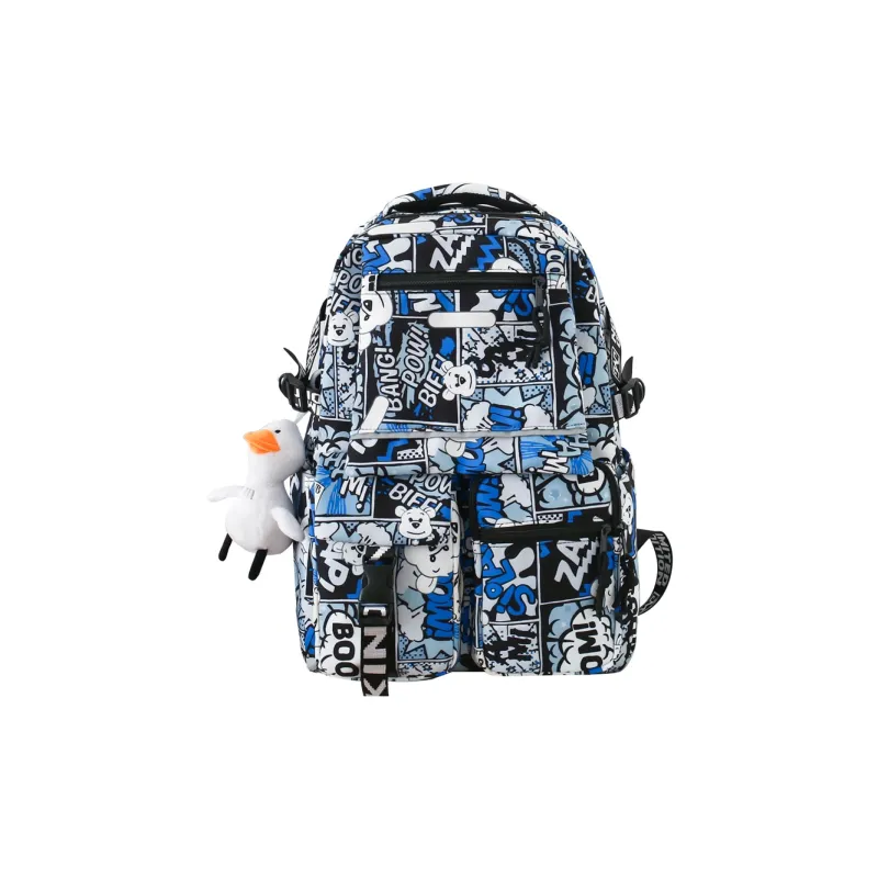 Venerable Brahma Nylon Fabric Backpack Unisex Black/Red/Purple/Blue-10