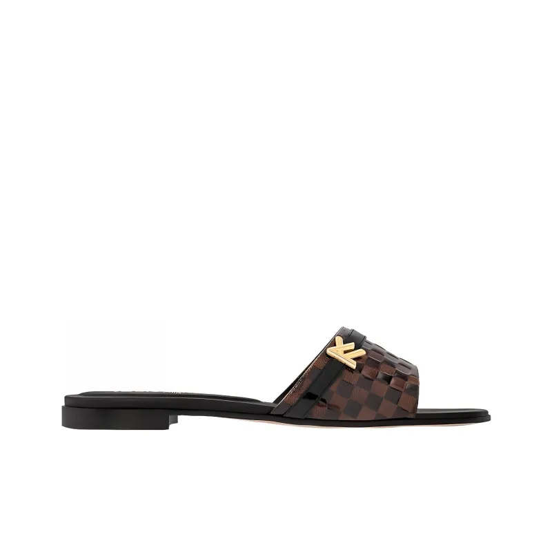 LOUIS VUITTON Revival Slide Slippers Women's Black Brown-1