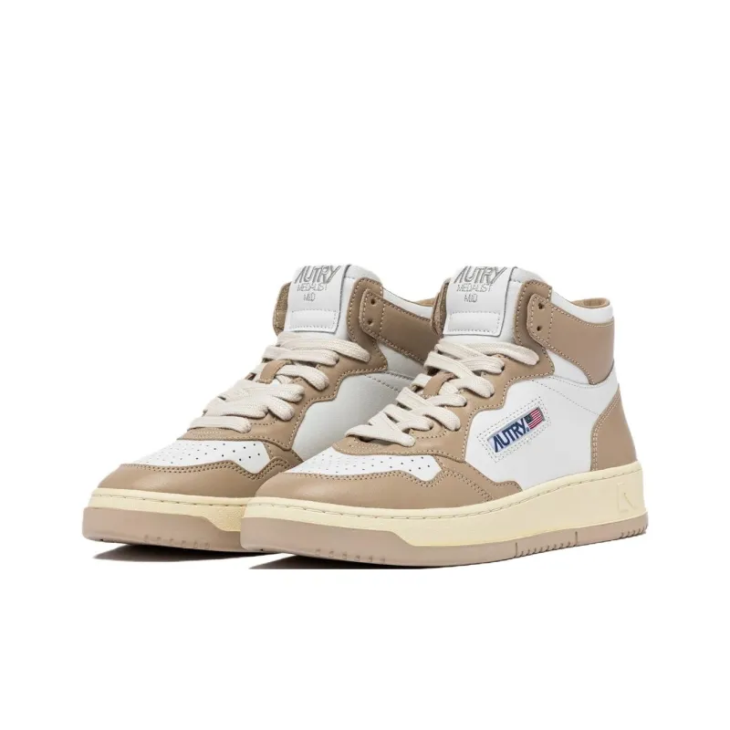 AUTRY High Top Skateboard Shoes Women's White Umber-1
