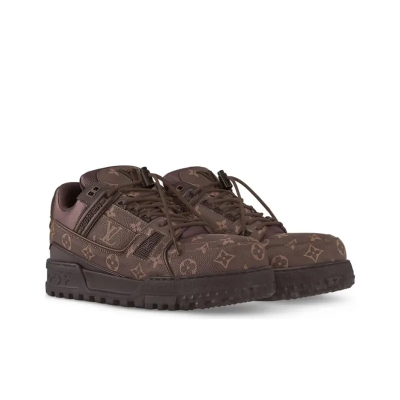 LOUIS VUITTON Trainer Maxi Low Top Skateboard Shoes Unisex Brown-3