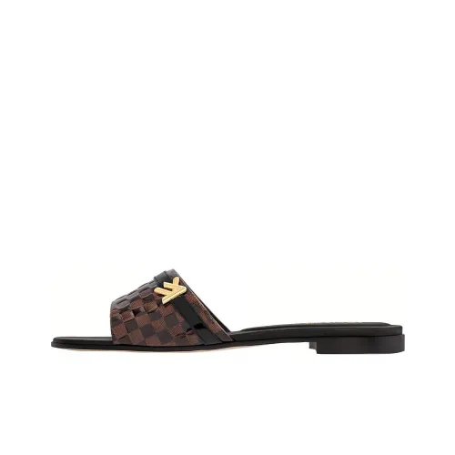 LOUIS VUITTON Slide Slippers Women's Black Brown